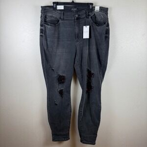 Judy Blue Skinny Leg Jeans‎ Distressed Patchwork Red Plaid Women's Size 22W